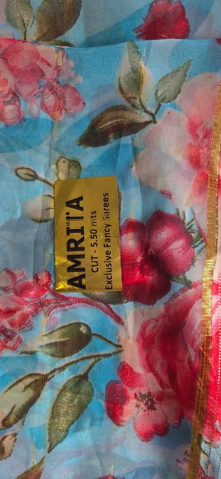 Amrita Floral Print Saree with Blouse Piece - photo 3