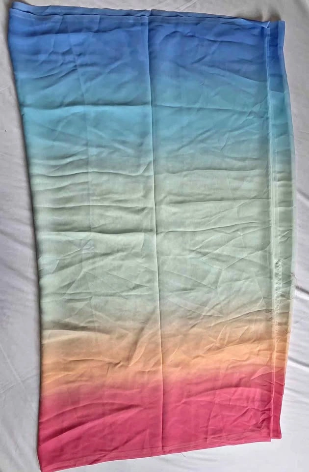 Ombre Gradient Chiffon Sarong Wrap with Blouse