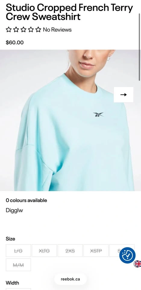 Reebok Studio Cropped French Terry Crew Oversized Sweatshirt L/X - photo 5