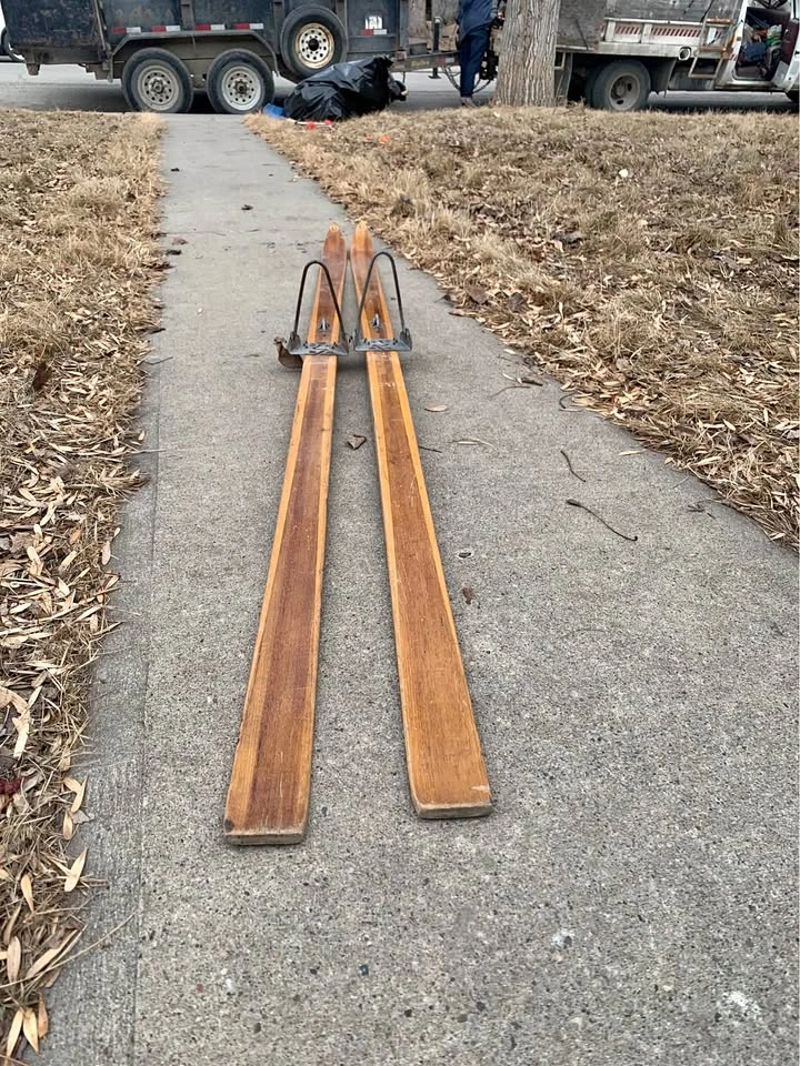 Rare 210cm Vintage Norwegian Splitkein Skis - Østbye Patent