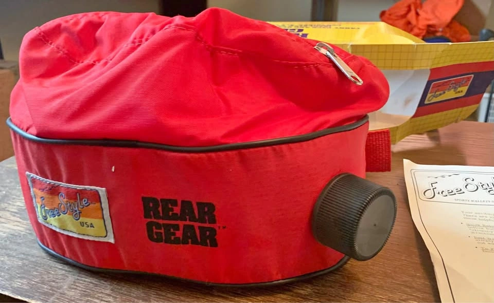 Red Rear Gear Bag vintage 80s Fanny pack and hydration pack.