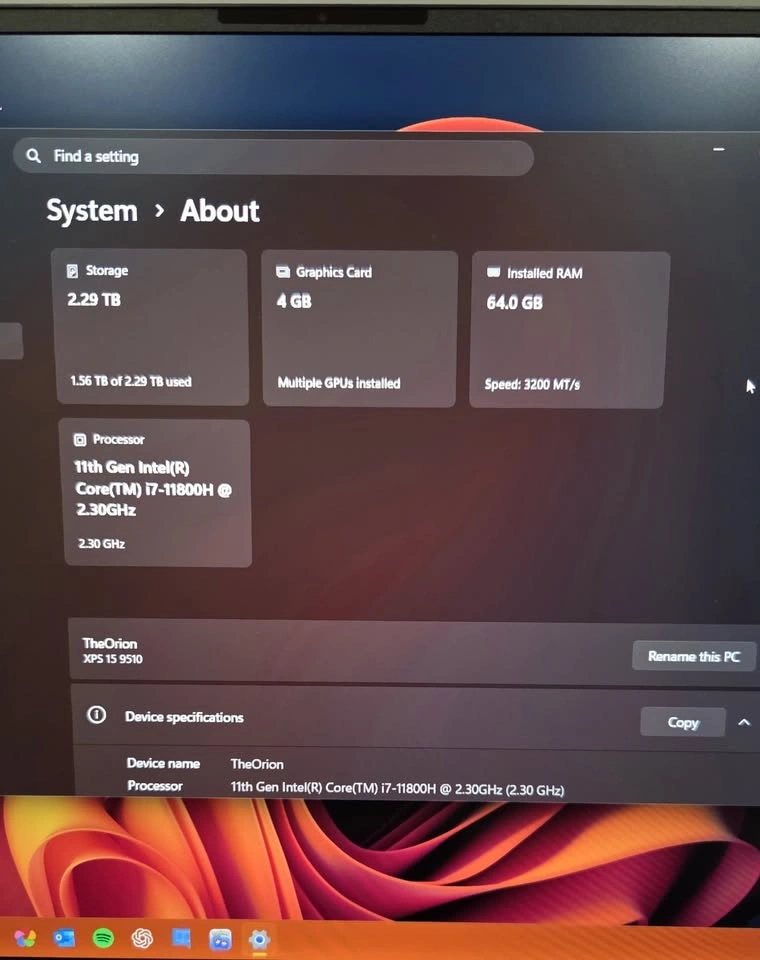 Dell XPS 9510 Laptop (Upgraded) i7 64GB RAM RTX 3050Ti - photo 4