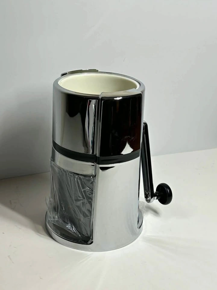 Manual Hand Crank Ice Crusher Chrome Finish w/ Clear Tray