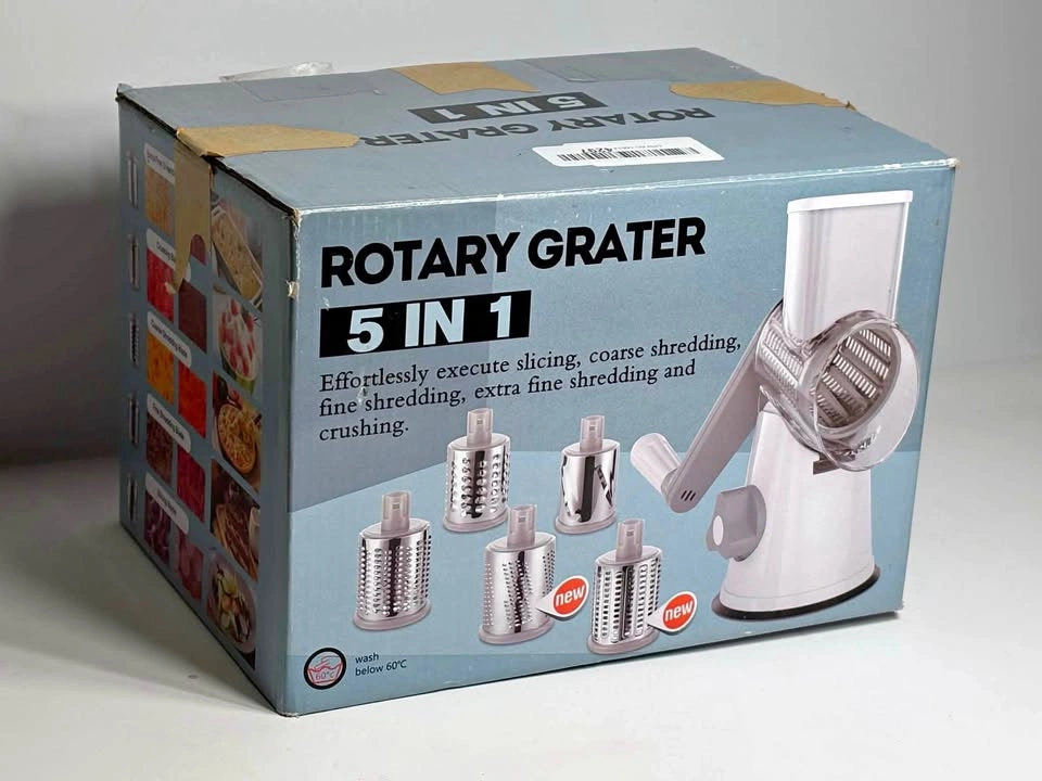 5-in-1 Rotary Grater w/ Slicing, Shredding & Crushing Blades