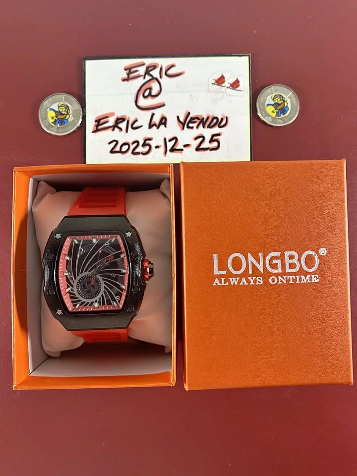 LONGBO Men's Red Silicone Strap Watch - Brand New
