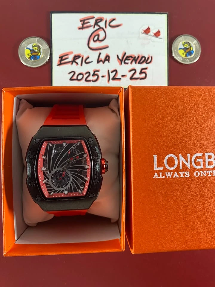 LONGBO Men's Red Silicone Strap Watch - Brand New - photo 2
