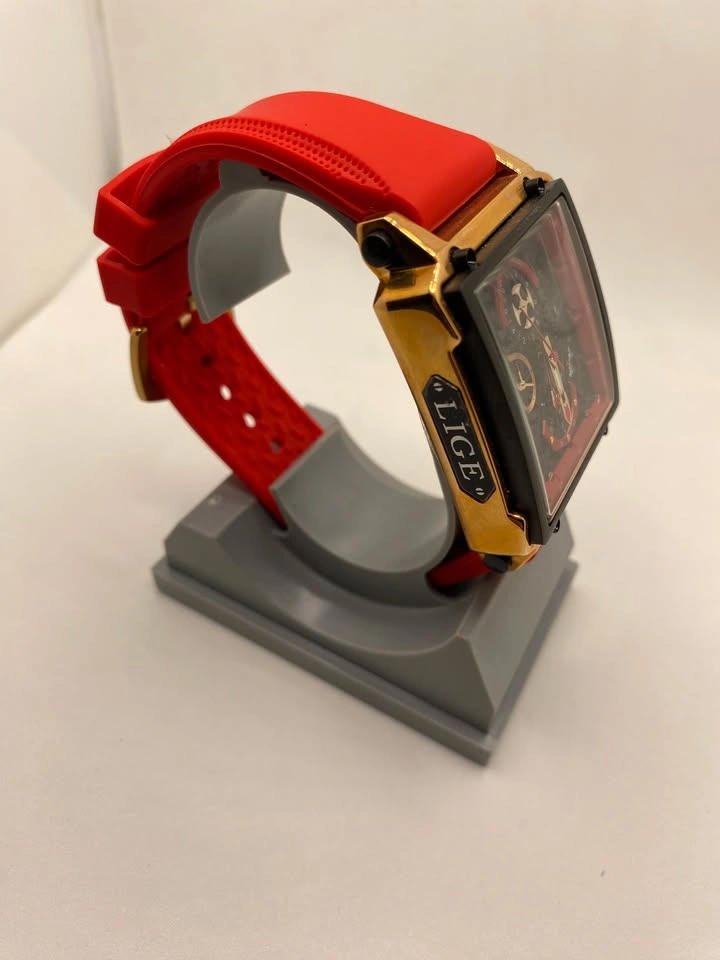 Lige Men's Wrist Watches Silicone Red Strap Brand New - photo 4