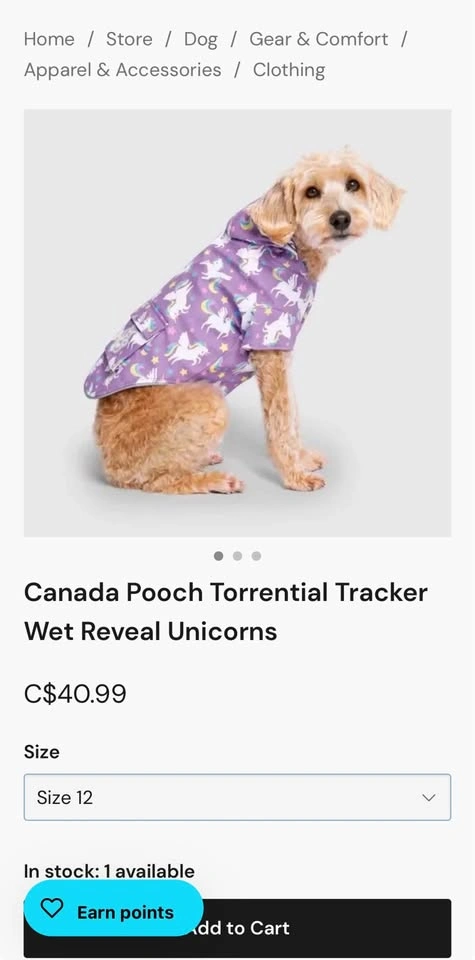 Canada Pooch Torrential Tracker Rain Jacket – Size 12 🦄☔ - photo 2
