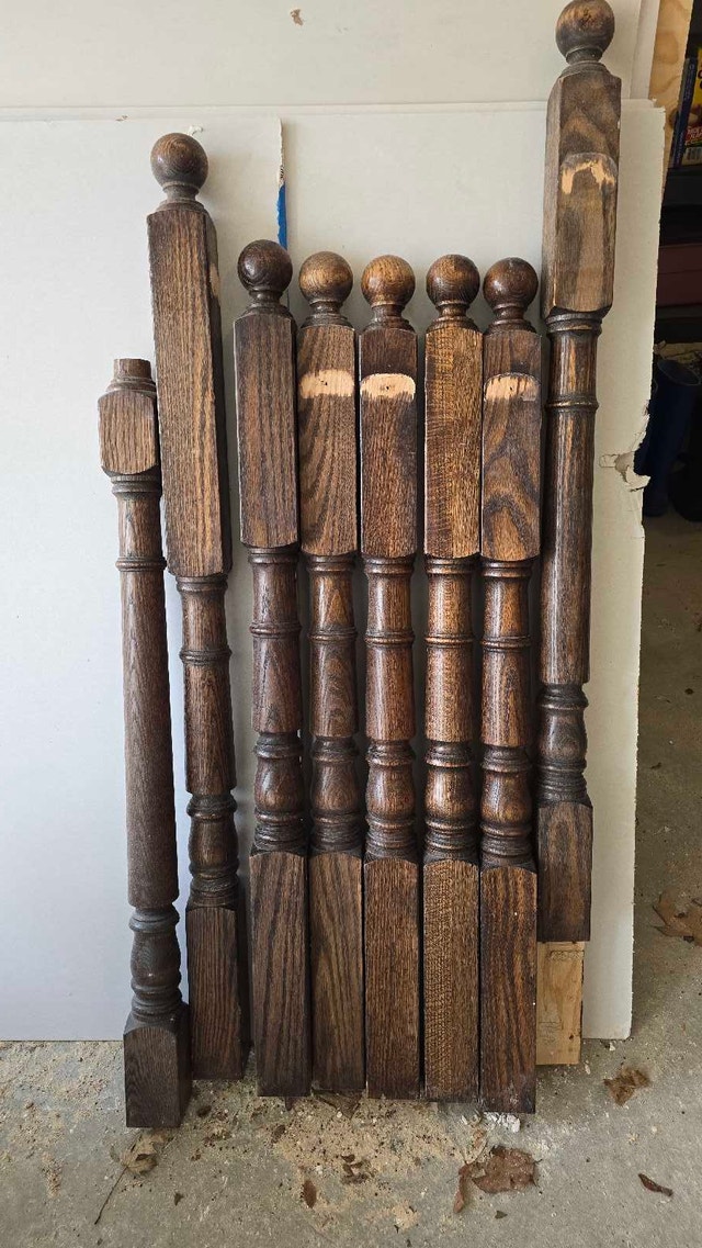 Solid Oak Stair Newel Posts – Dark Stain – Traditiona