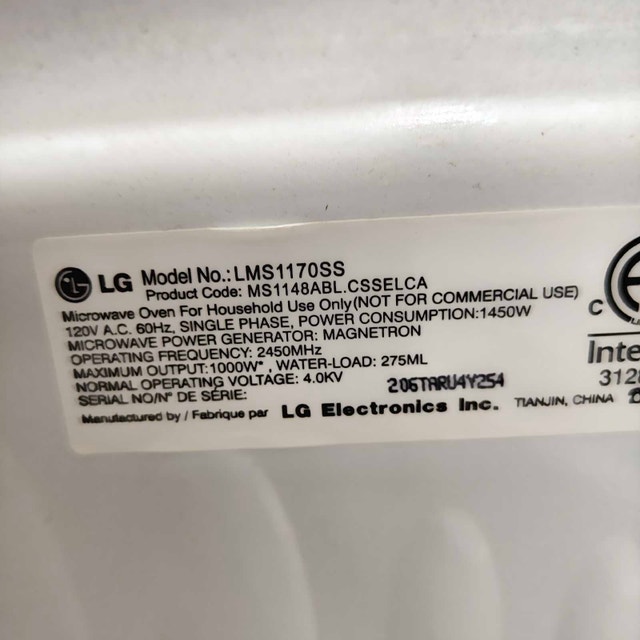 LG 1000W Silver Microwave LMS1170SS (for parts or repair) - photo 5