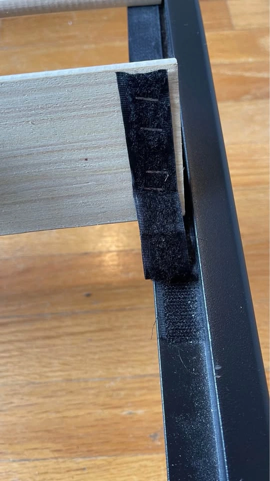 Sturdy Queen Black Metal + Dark Wood Bed Frame - photo 5