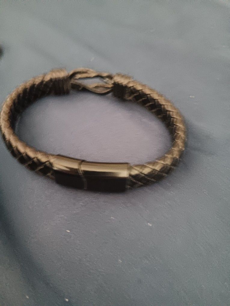 Mens Infinity Black Metal Bracelet