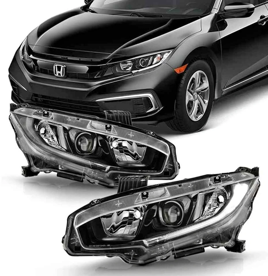 ACANII Honda Civic Projector Headlights Black Housing New