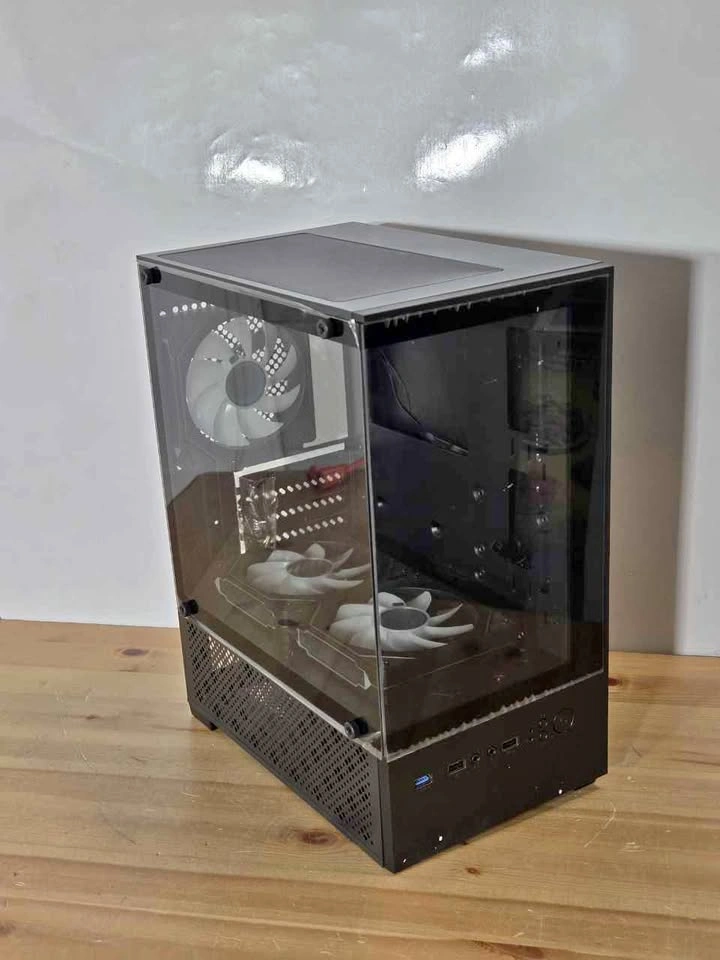 Micro ATX Gaming PC Case ARGB Fans Dual Glass, New