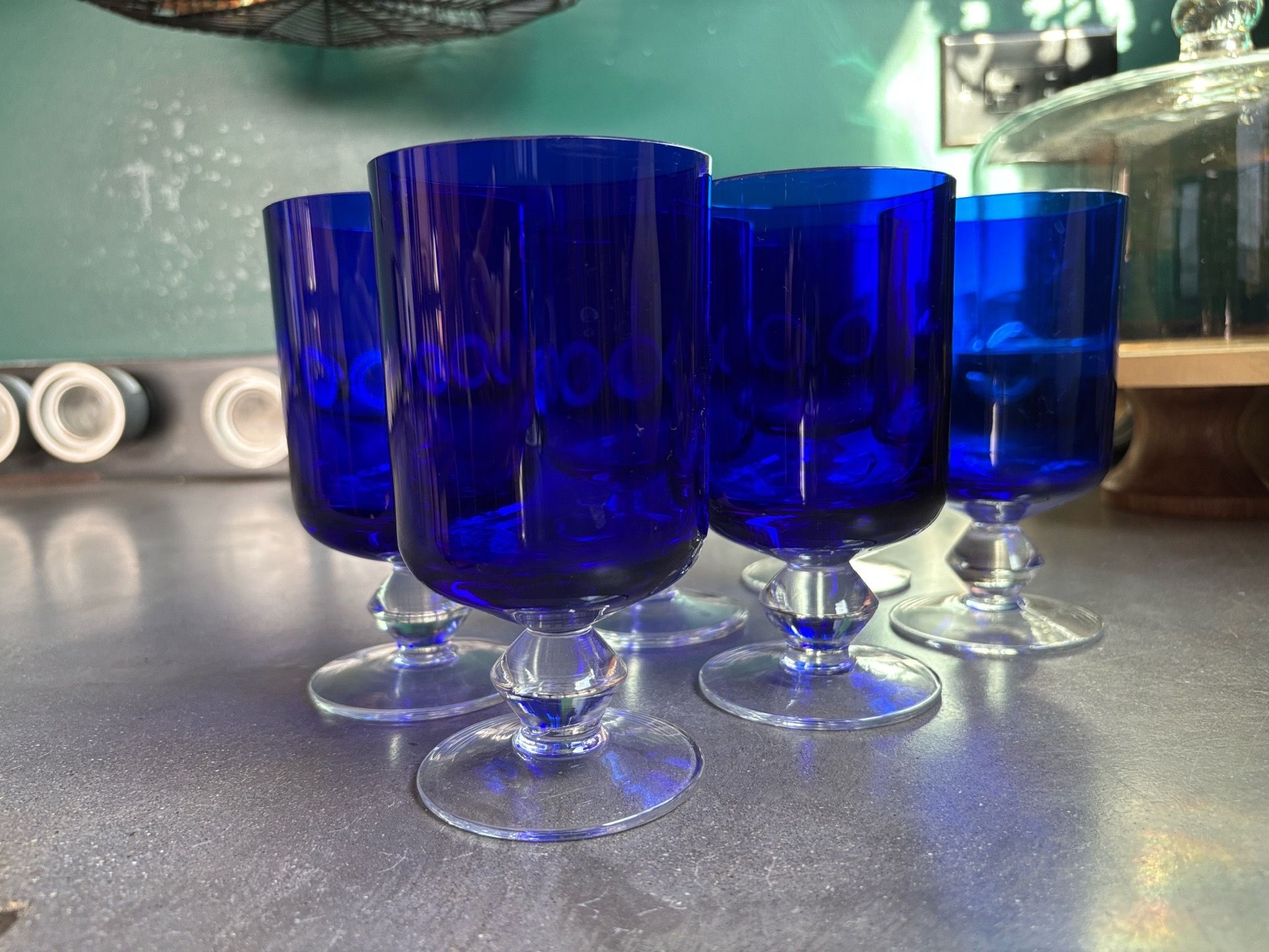Cobalt Hurricane Wine Glass - Set of 6 (Blue Rose Pottery)