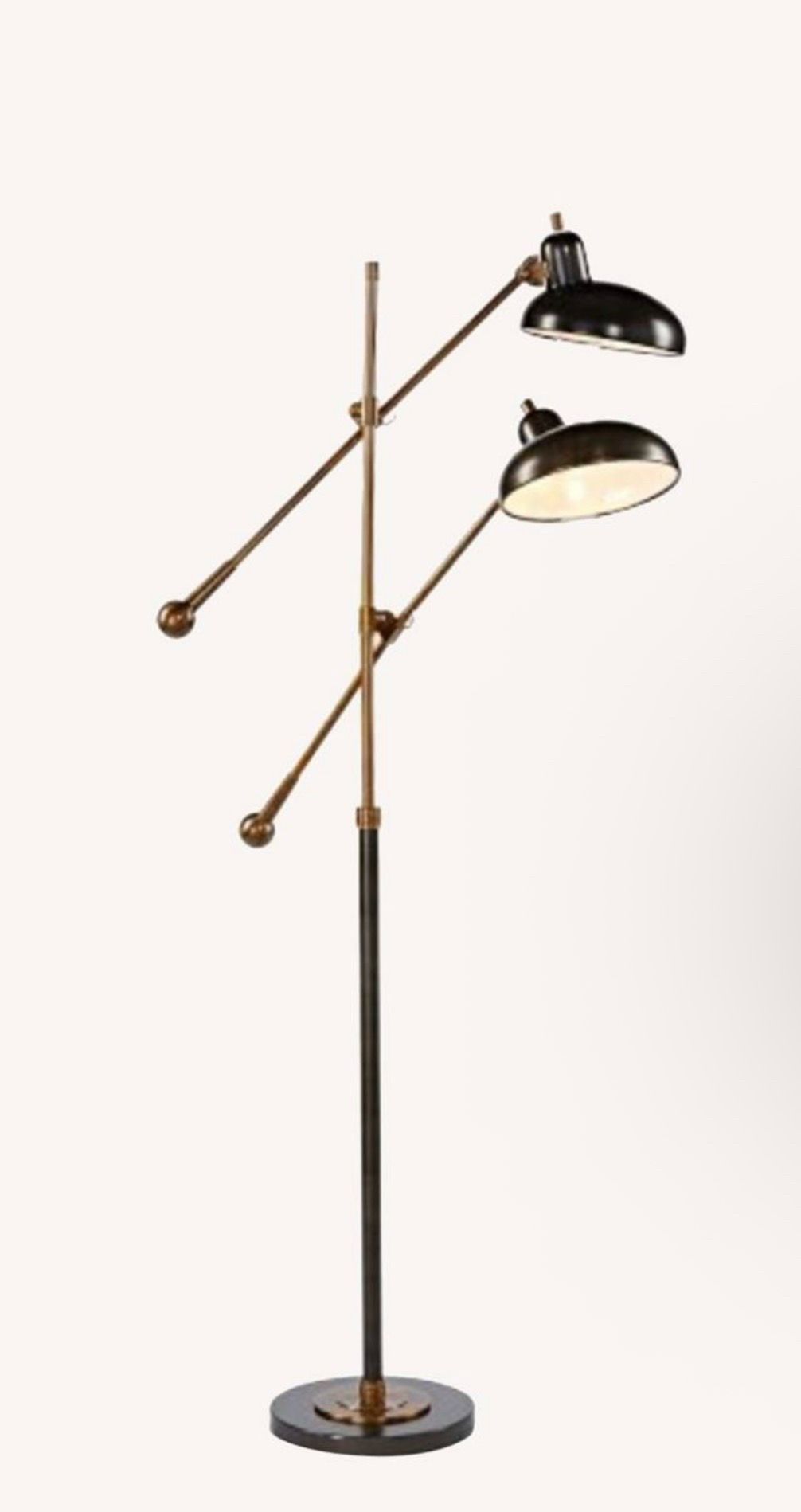 Rejuvenation Bruno Double Arm Floor Lamp, Aged Brass & Bronze