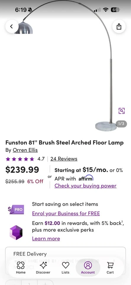 Brush Steel Arched Floor Lamp - photo 3