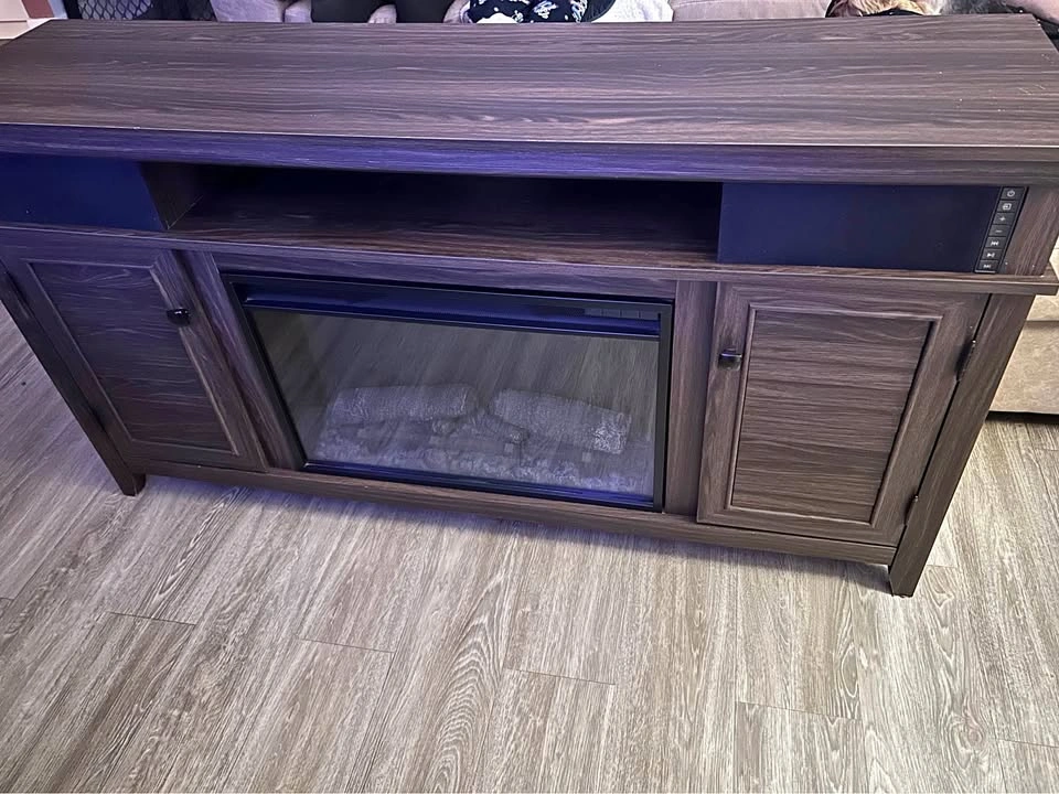 Fireplace TV Stand with Built-in Speakers