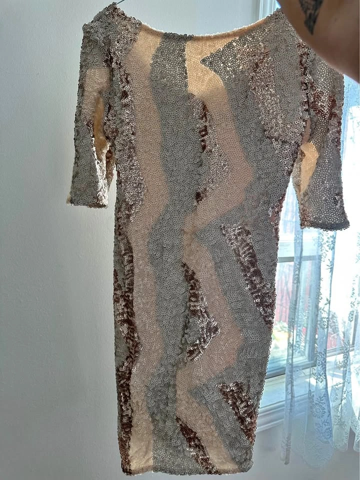 Sequin Party Dress - Champagne Cream - Size 10
