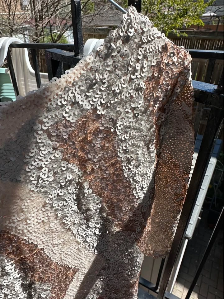 Sequin Party Dress - Champagne Cream - Size 10 - photo 3