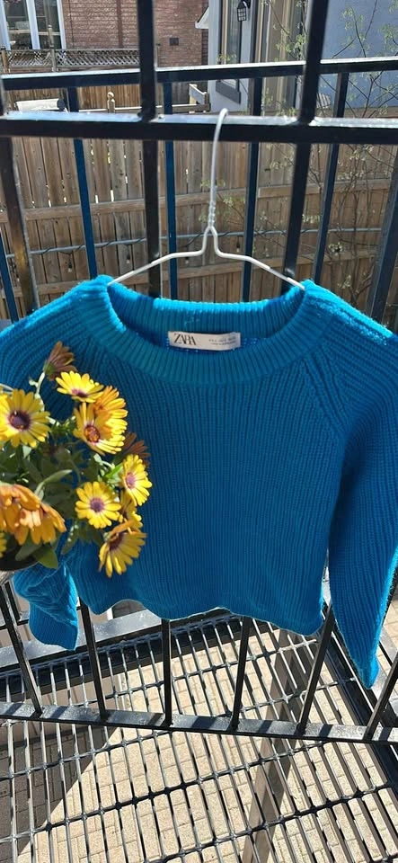 Blue Cropped Zara Sweater - Size Small