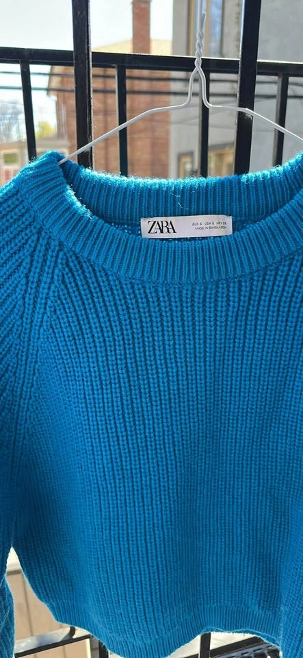Blue Cropped Zara Sweater - Size Small - photo 2