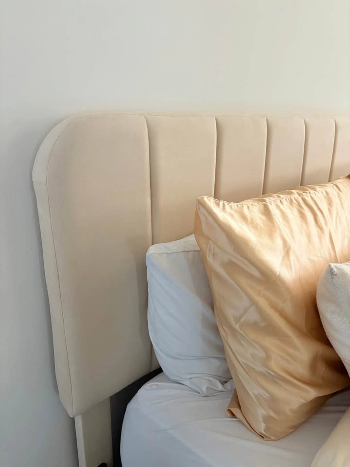 Full Size Off-White/Cream Bed Frame w/ Free Gel Mattress - photo 3