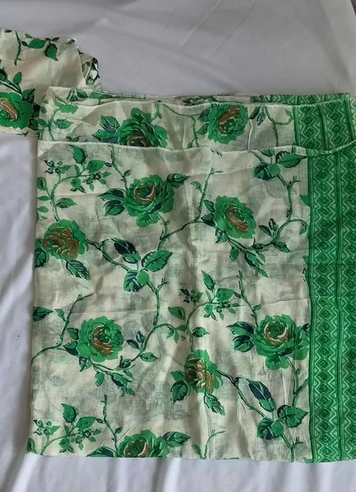 Green Floral Salwar Kameez 3-Piece Set - photo 3