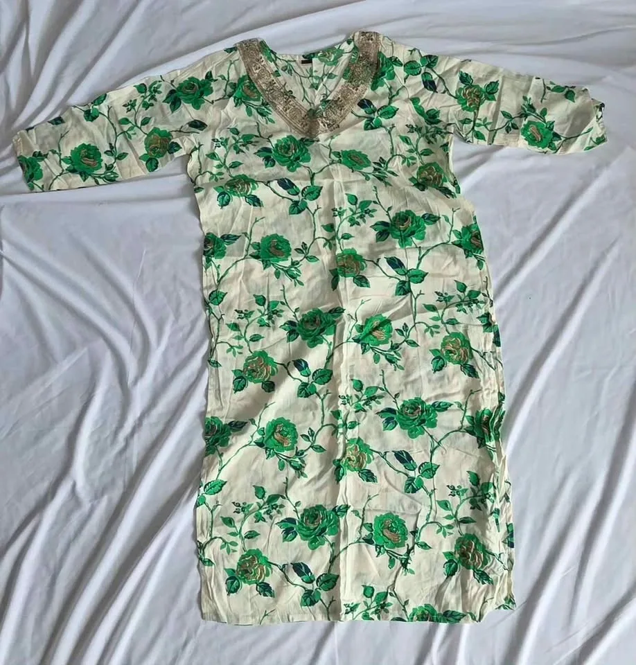 Green Floral Salwar Kameez 3-Piece Set - photo 4