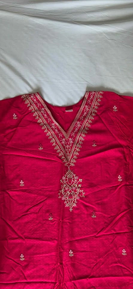 Red Embroidered 3-Piece Salwar Kameez Suit Size XXL - photo 3