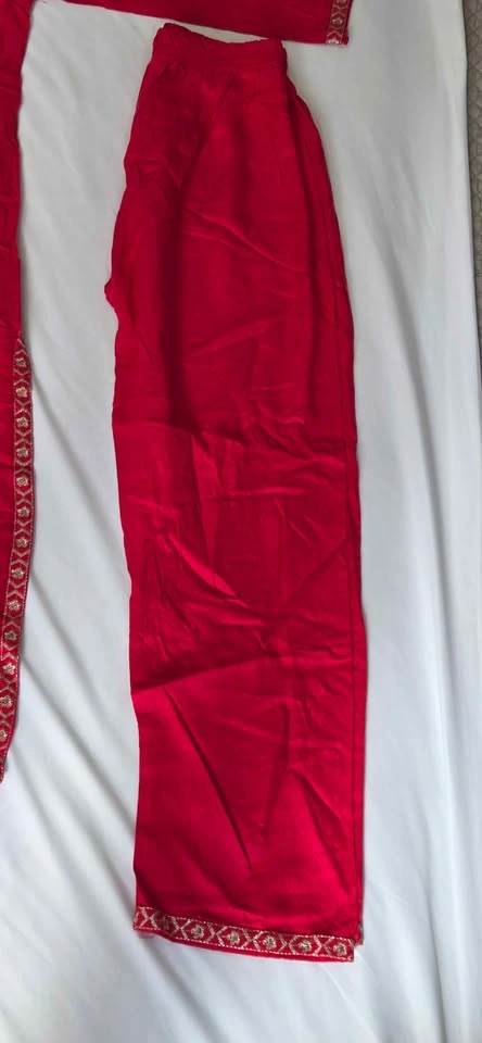 Red Embroidered 3-Piece Salwar Kameez Suit Size XXL - photo 4