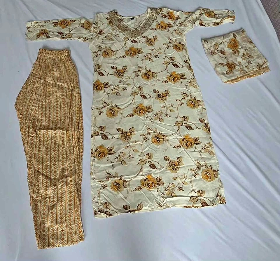 3-Piece Floral Salwar Kameez Set Size L