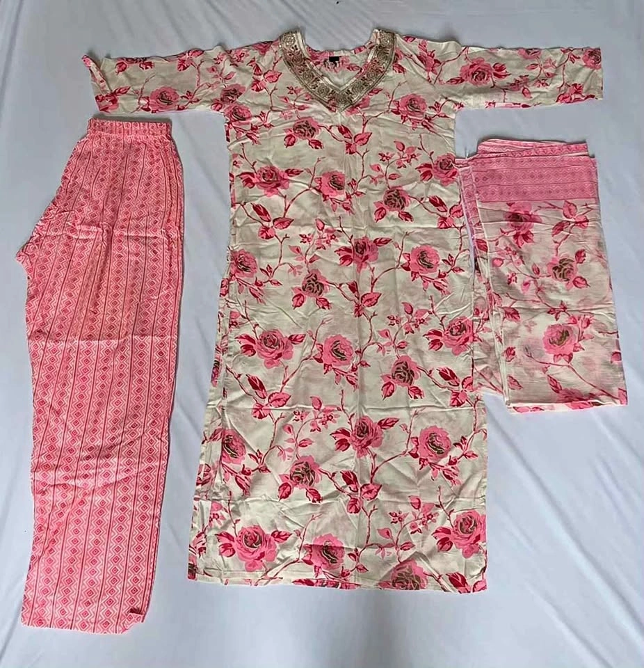 Women's Floral 3-Piece Salwar Kameez Suit Size M