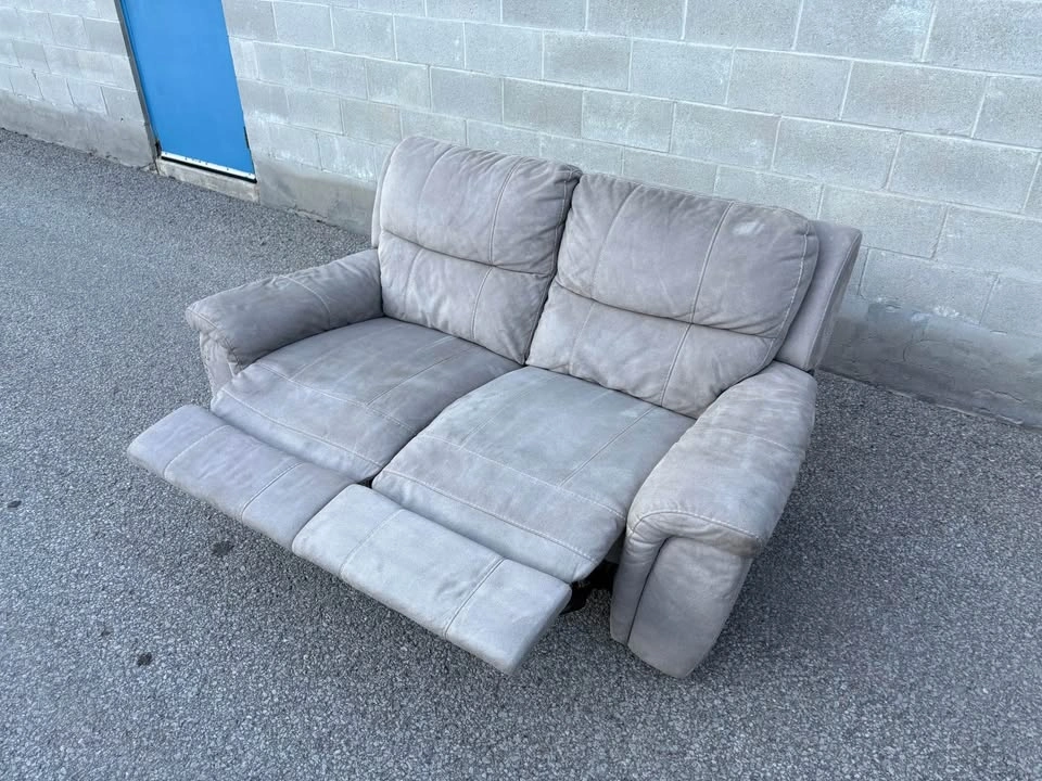 Beige Grey 2 Seater Recliner Love Seat Sofa - Free Delivery - photo 2