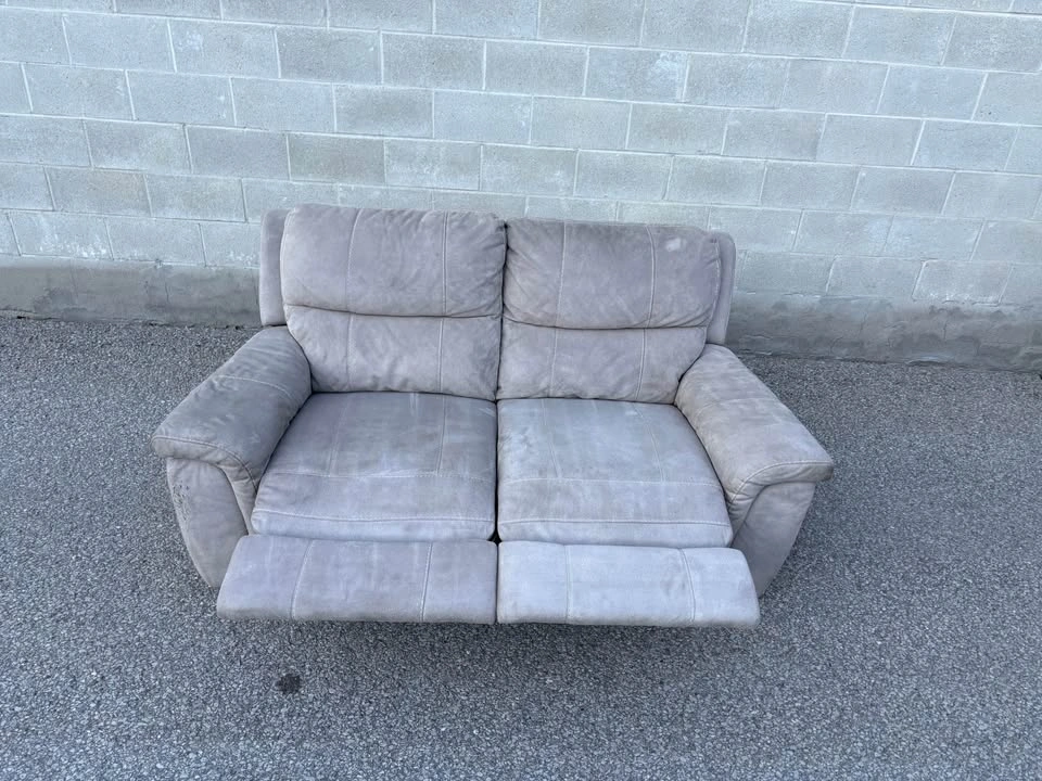 Beige Grey 2 Seater Recliner Love Seat Sofa - Free Delivery - photo 3