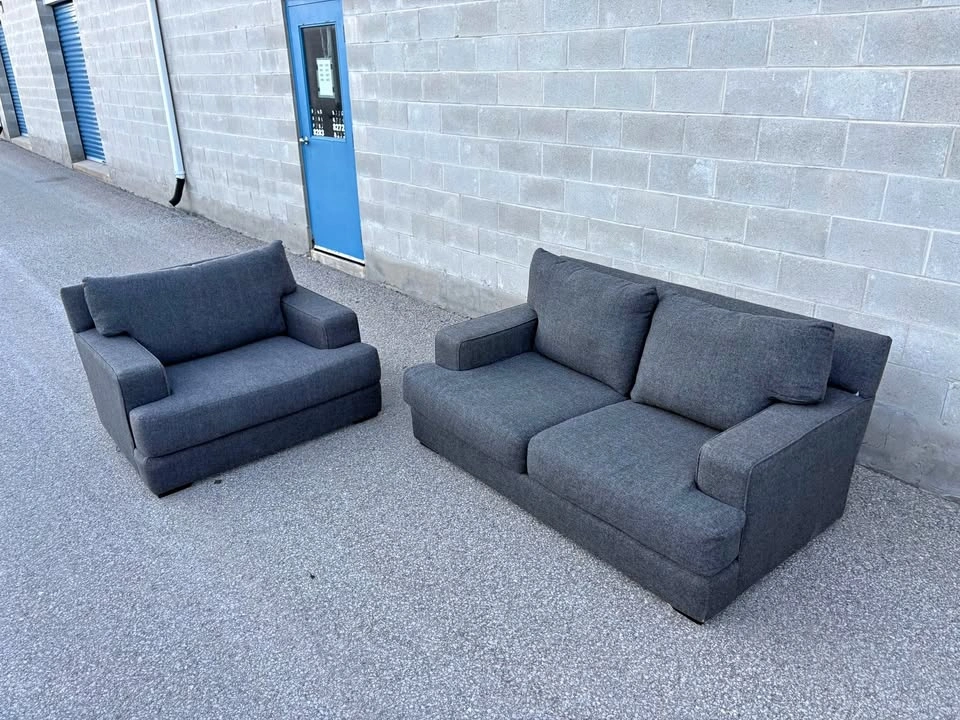 Dark Grey 2 Piece Sofa Set - Free Delivery - Great Condition