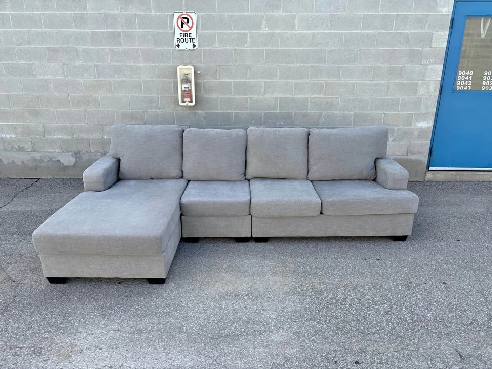 Light Grey Sectional Sofa w/ Removable Piece - Free Delivery