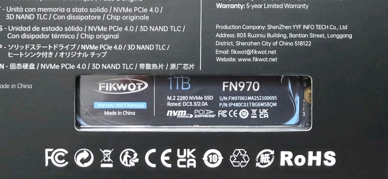 Fikwot FN970 1TB NVMe PCIe 4.0 SSD with Heatsink - photo 2