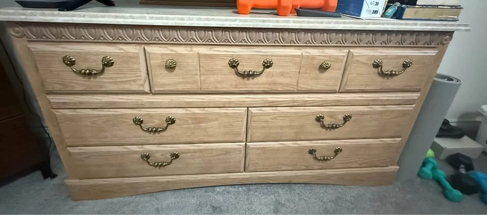 Wood Bedroom Set - Bed Frame, Dresser, Nightstand - photo 2