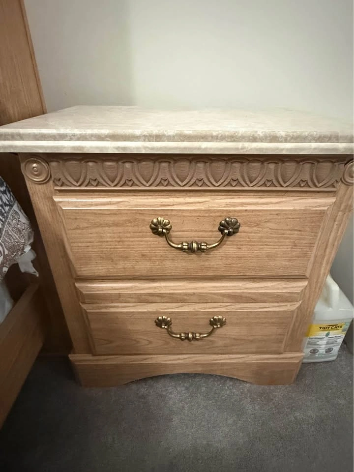Wood Bedroom Set - Bed Frame, Dresser, Nightstand - photo 3