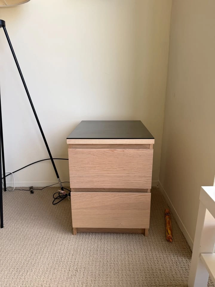 IKEA STORKLINTA Nightstand (Oak Effect, 2 Drawers)