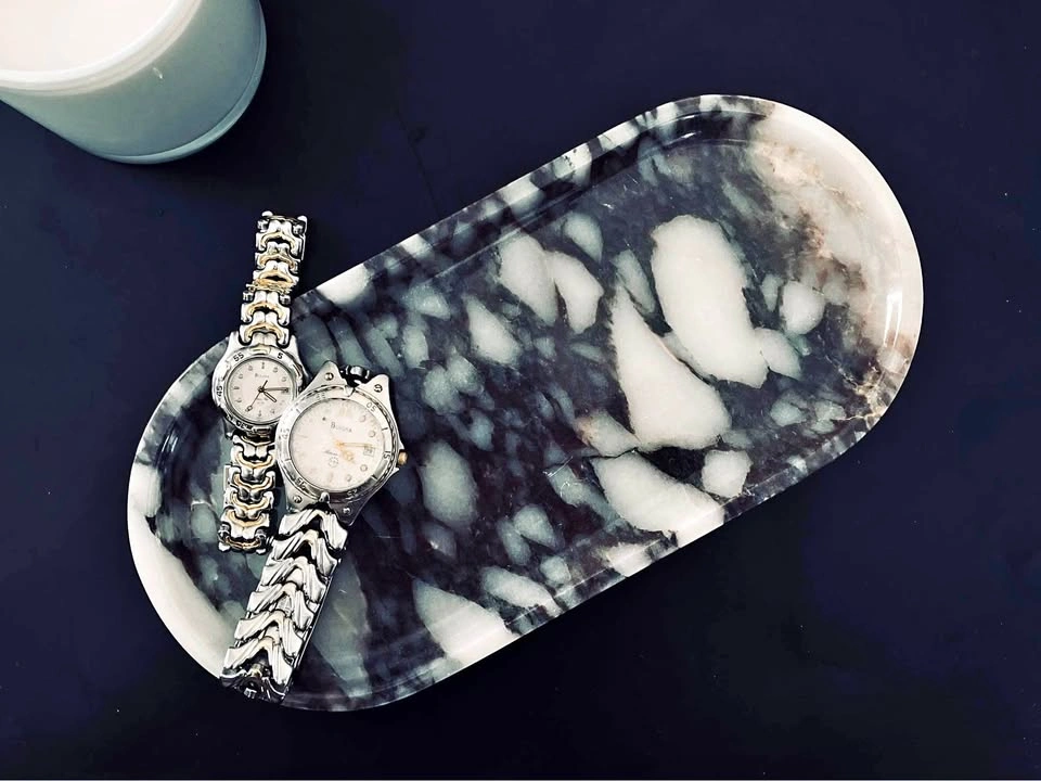 Picasso Marble Tray | Black & White Abstract Stone Dish