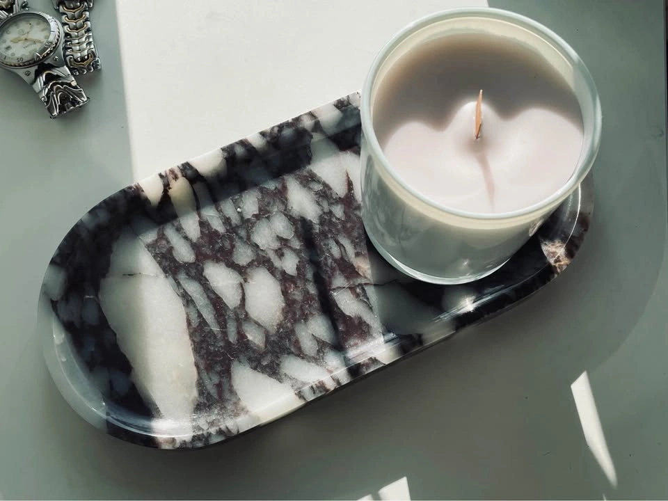 Picasso Marble Tray | Black & White Abstract Stone Dish - photo 2
