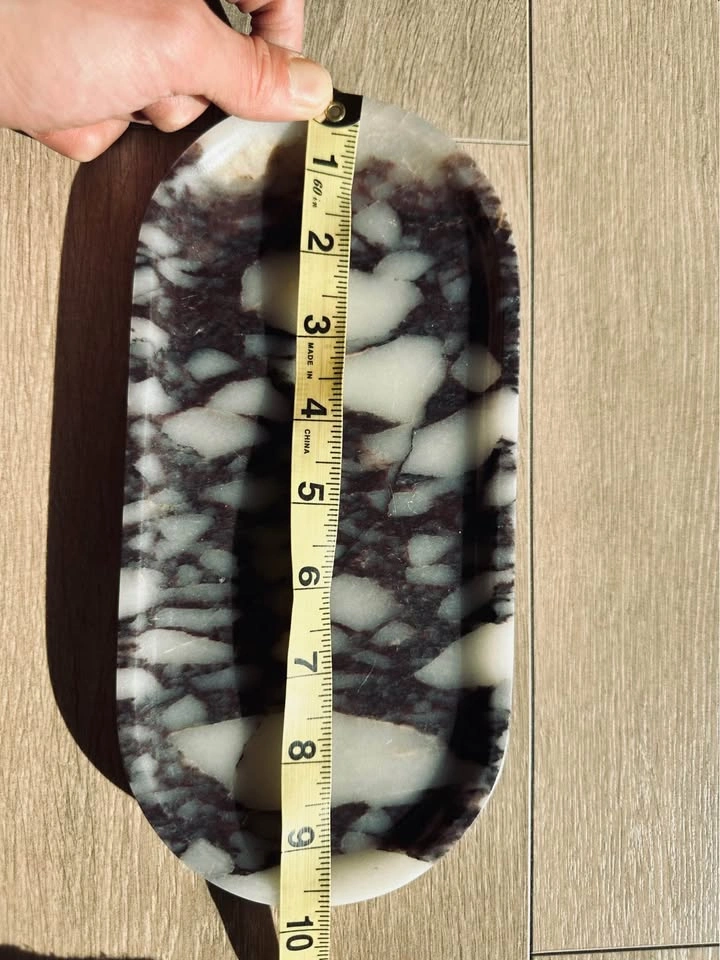 Picasso Marble Tray | Black & White Abstract Stone Dish - photo 5