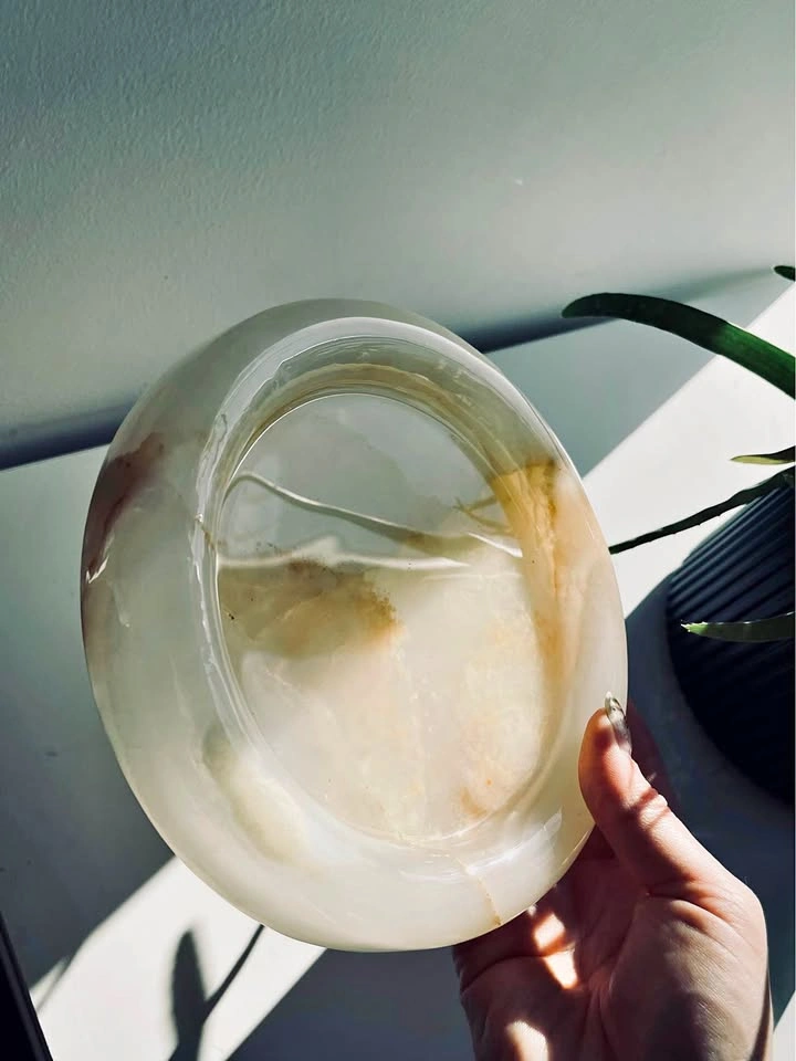 White Onyx Ring Dish | Hand-Carved Stone Bowl