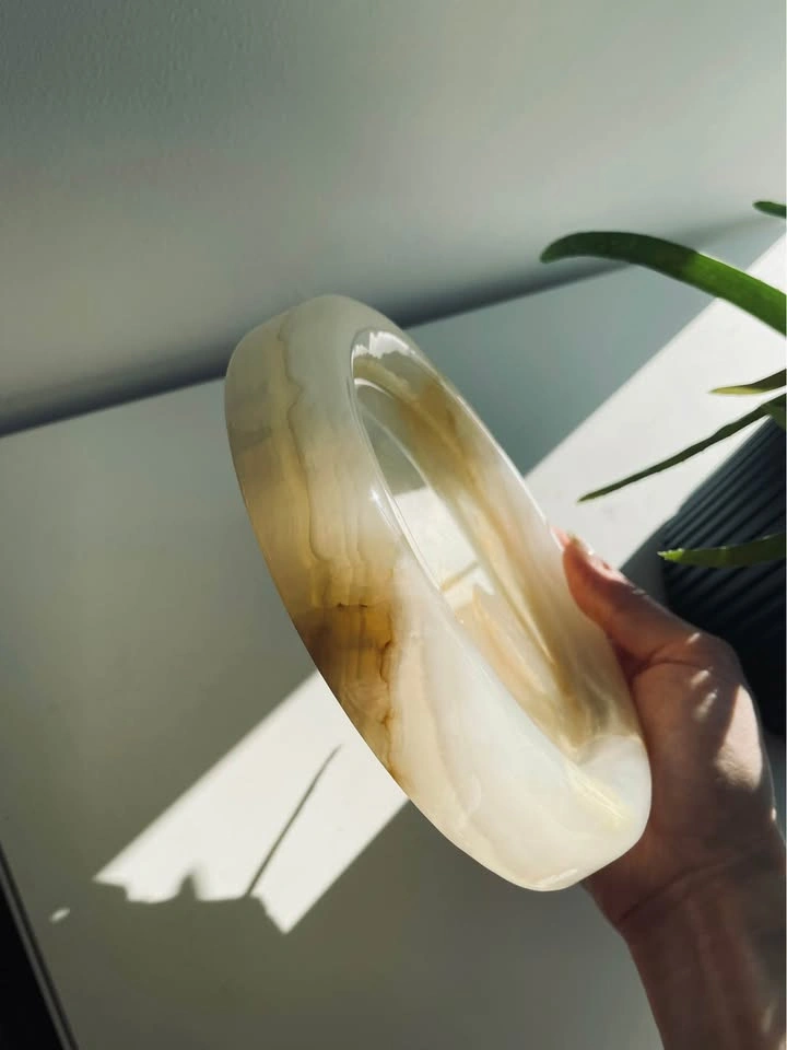 White Onyx Ring Dish | Hand-Carved Stone Bowl - photo 2