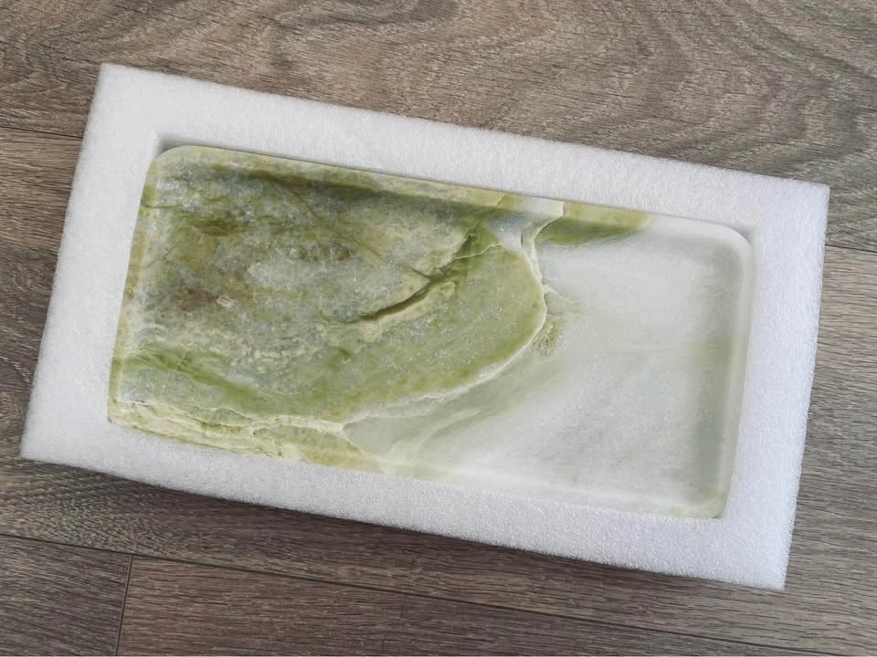 Green Onyx Stone Tray | Natural Marble Vanity / Jewelry Dish - photo 3