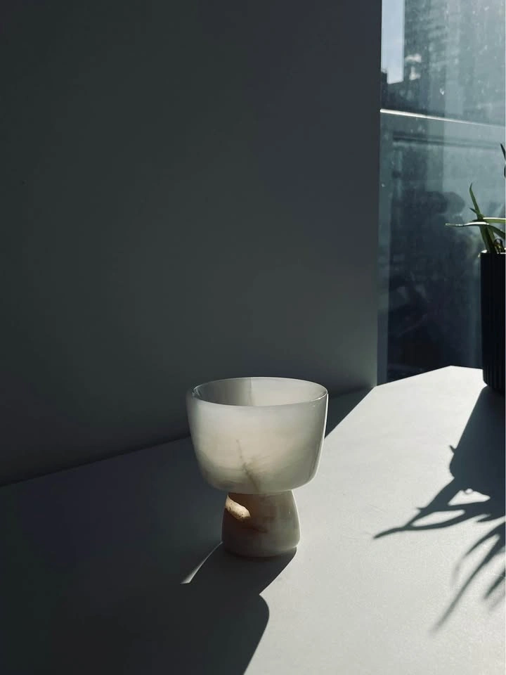 Natural Banded Onyx Stone Goblet | Hand-Carved Decorative Cup - photo 3
