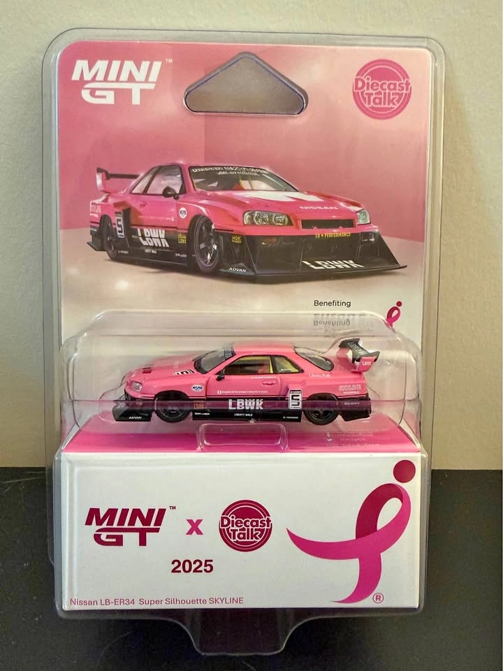 MINI GT Give x Diecast Talk 1:64 Nissan LB-ER34 Pink #1095