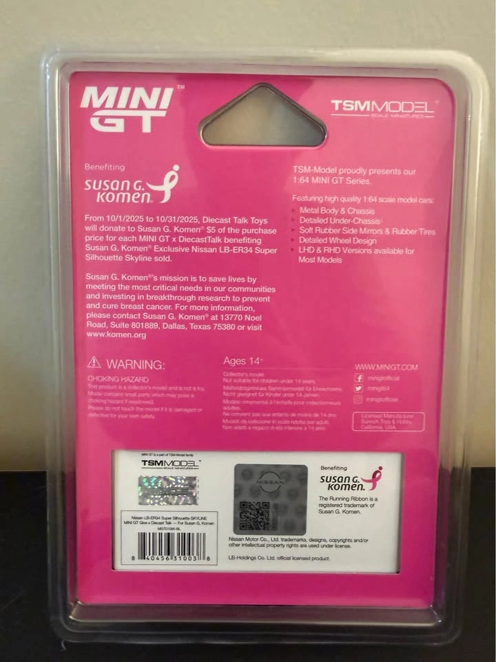 MINI GT Give x Diecast Talk 1:64 Nissan LB-ER34 Pink #1095 - photo 2